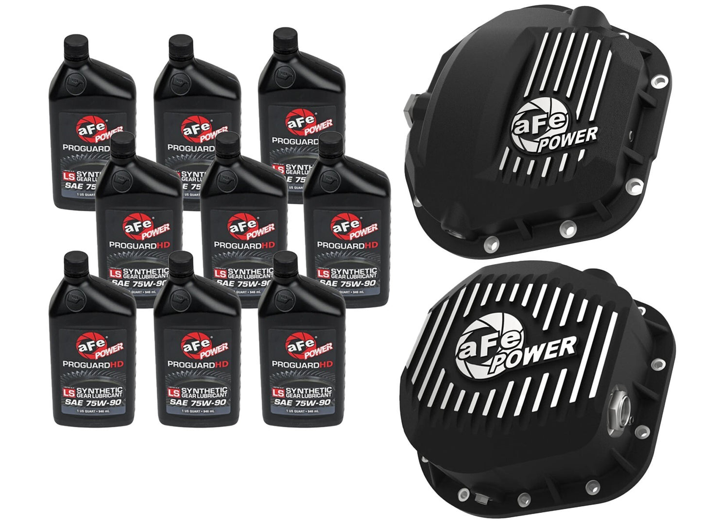 Front & Rear Diff Guard Package w/ Oil Ford Diesel Trucks 17-22 V8 (Dana Super 60 & Sterling 10.5-12) aFe Power