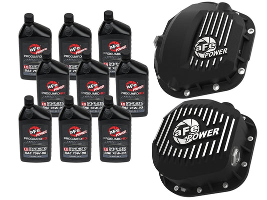 Front & Rear Diff Guard Package w/ Oil Ford Diesel Trucks 17-22 V8 (Dana Super 60 & Sterling 10.5-12) aFe Power