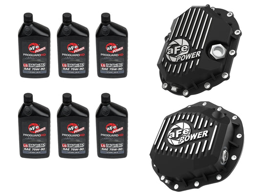Front & Rear Diff Guard Package w/ Oil GM Diesel Trucks 20-26 V8-6.6L (td) L5P aFe Power aFe Power