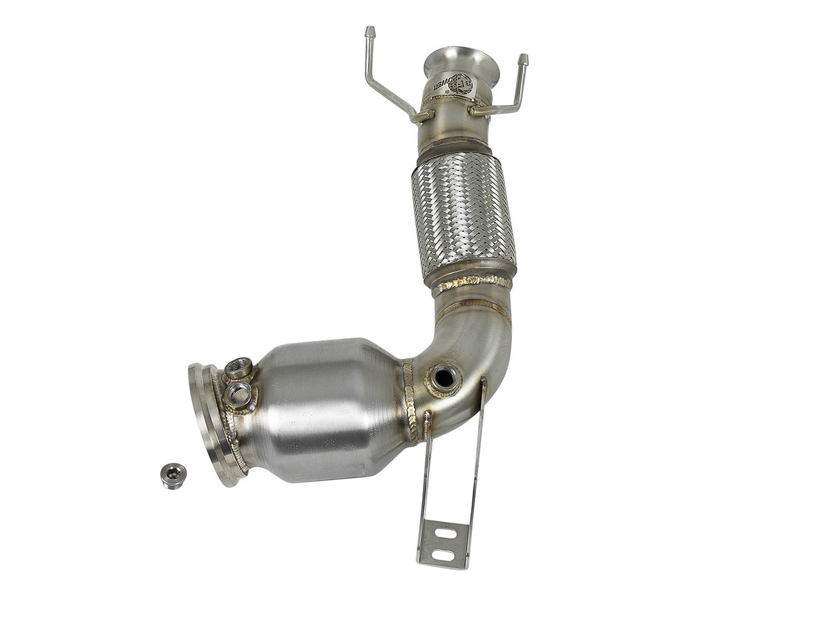 Twisted Steel Downpipe 3 to 2-3/4 Inch 304 Stainless Steel w/ Cat Mini Cooper S (F55/F56/F57) 15-19 L4-2.0L (t) B46 aFe Power aFe Power