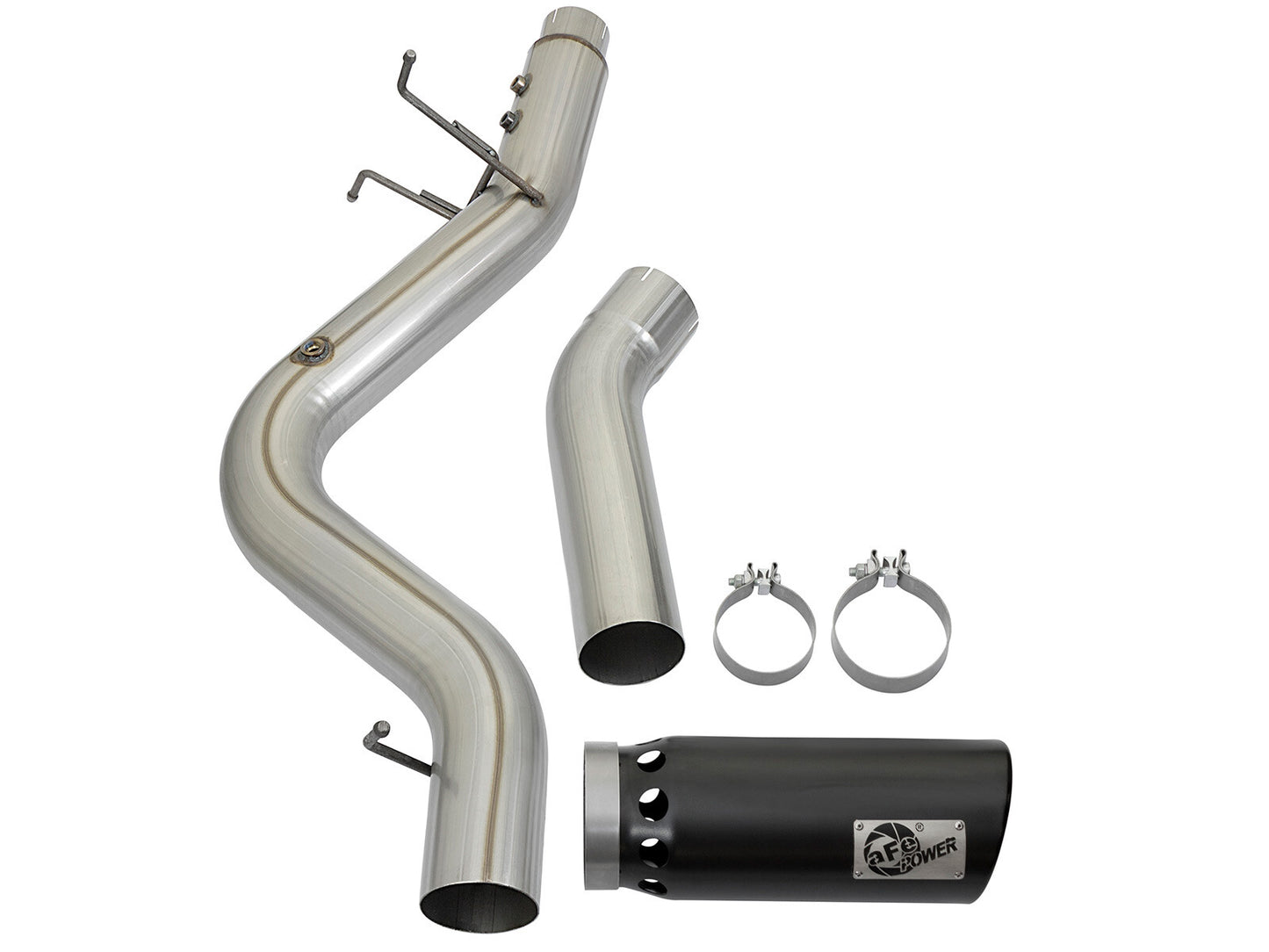 Atlas 4 Inch Aluminized Steel Dpf-Back Exhaust System w/Black Tip GM Diesel Trucks 17-19 V8-6.6L (td) L5P aFe Power