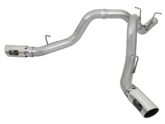 Atlas 4 Inch Aluminized Steel Dpf-Back Exhaust System w/ Polished Tip GM Diesel Trucks 17-19 V8-6.6L (td) L5P Dual Rear Exit Position aFe Power aFe Power