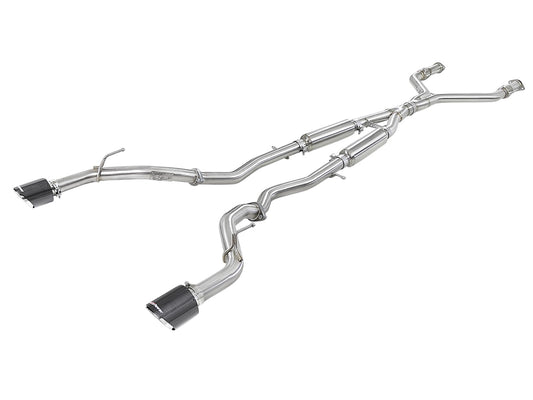 Takeda 2-1/2 Inch 304 Stainless Steel Cat-Back Exhaust System w/ Carbon Fiber Tips Infiniti Q50 16-24 V6-3.0L (tt) aFe Power