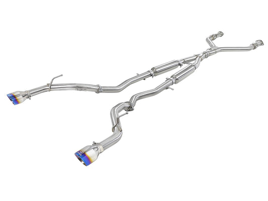Takeda 2-1/2 Inch 304 Stainless Steel Cat-Back Exhaust System w/ Blue Flame Tips Infiniti Q50 16-24 V6-3.0L (tt) aFe Power