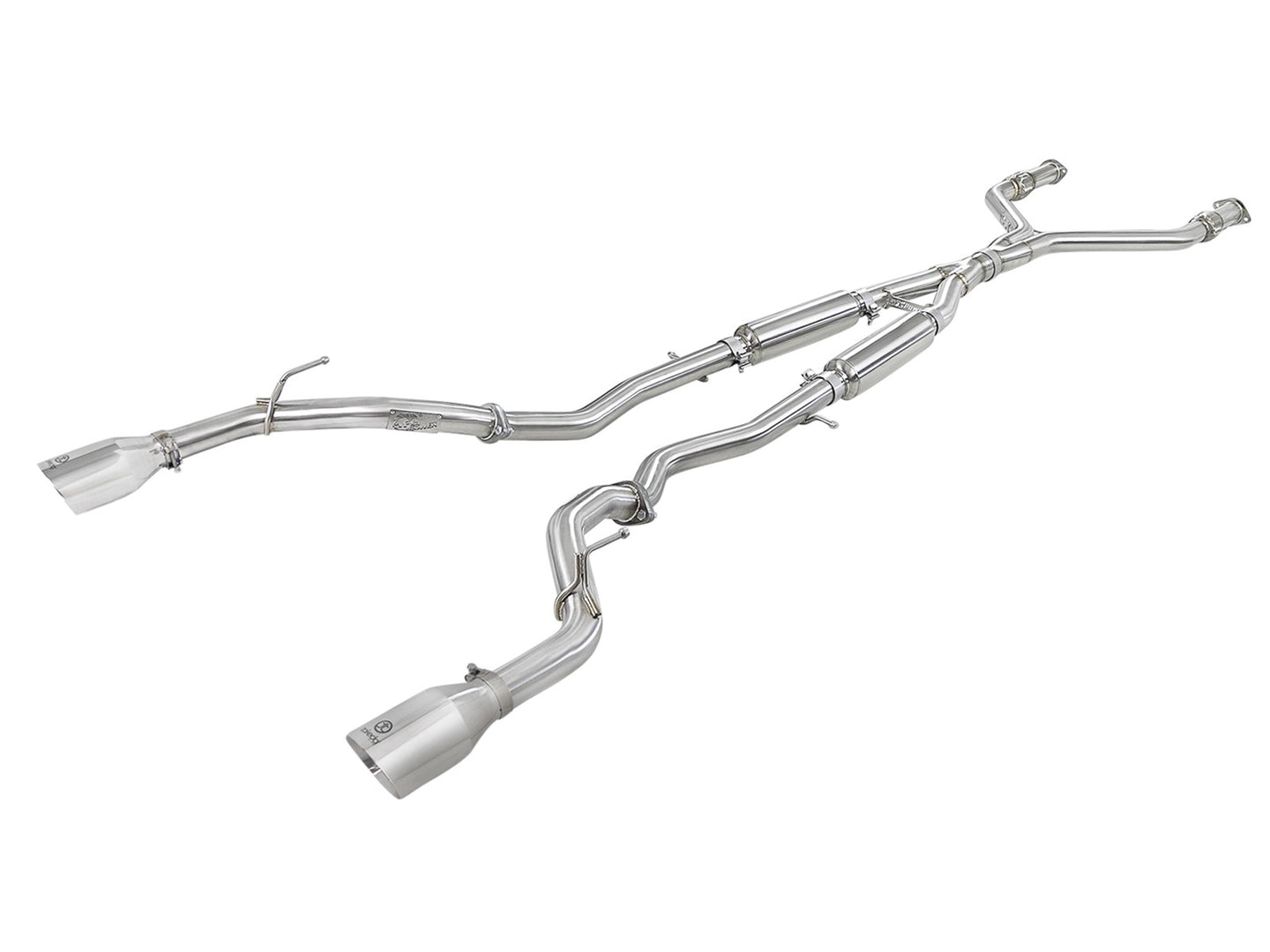 Takeda 2-1/2 Inch 304 Stainless Steel Cat-Back Exhaust System w/ Polished Tips Infiniti Q60 17-22 V6-3.0L (tt) aFe Power