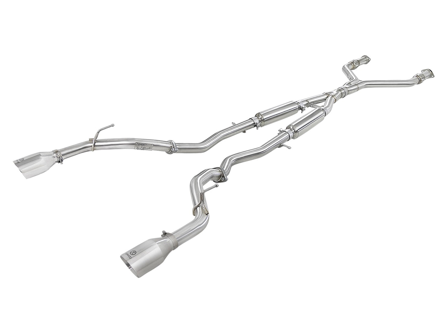 Takeda 2-1/2 Inch 304 Stainless Steel Cat-Back Exhaust System w/ Polished Tips Infiniti Q60 17-22 V6-3.0L (tt) aFe Power