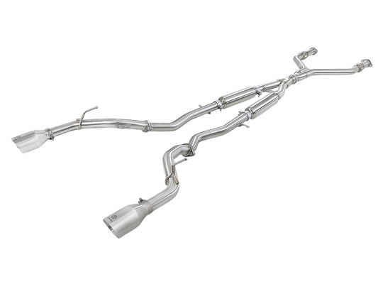 Takeda 2-1/2 Inch 304 Stainless Steel Cat-Back Exhaust System w/ Polished Tips Infiniti Q60 17-22 V6-3.0L (tt) aFe Power