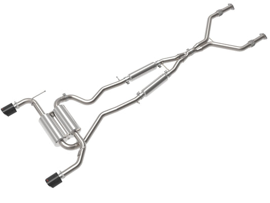 Takeda 2-1/2 Inch 304 Stainless Steel Cat-Back Exhaust System w/ Carbon Fiber Tips Infiniti Q50 14-15 V6-3.7L aFe Power