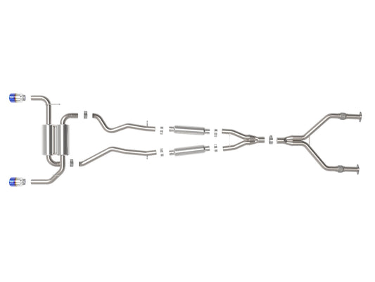 Takeda 2-1/2 Inch 304 Stainless Steel Cat-Back Exhaust System w/ Blue Flame Tips Infiniti Q50 14-15 V6-3.7L aFe Power