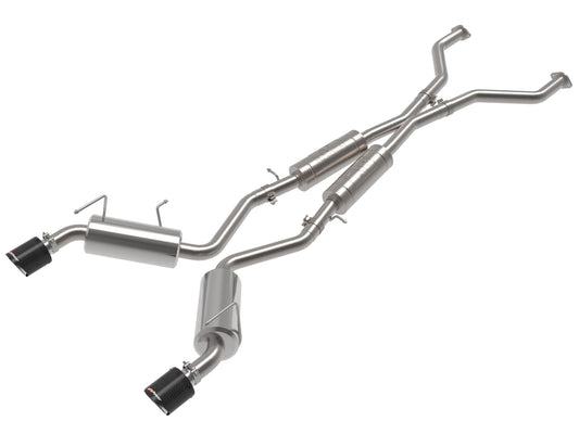 Takeda 2-1/2 Inch 304 Stainless Steel Cat-Back Exhaust w/ Resonator and Carbon Tip Nissan 370Z 09-20 V6-3.7L aFe Power