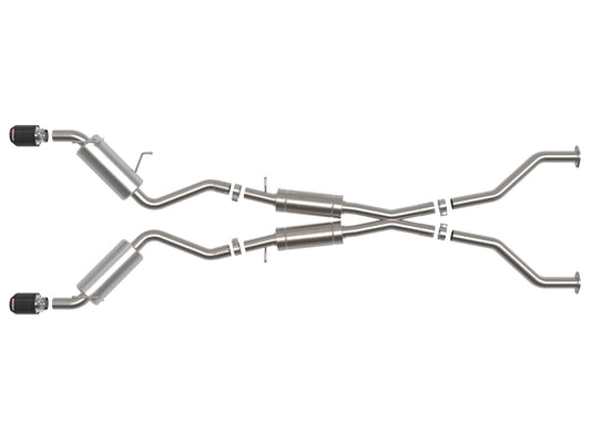 Takeda 2-1/2 Inch 304 Stainless Steel Cat-Back Exhaust w/ Resonator and Carbon Tip Nissan 370Z 09-20 V6-3.7L aFe Power