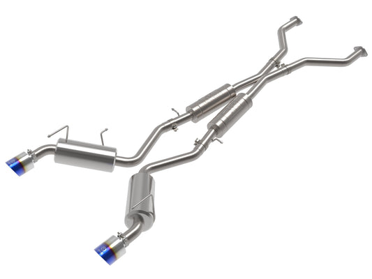 Takeda 2-1/2 Inch 304 Stainless Cat-Back Exhaust w/ Resonator and Blue Flame Tip Nissan 370Z 09-20 V6-3.7L aFe Power