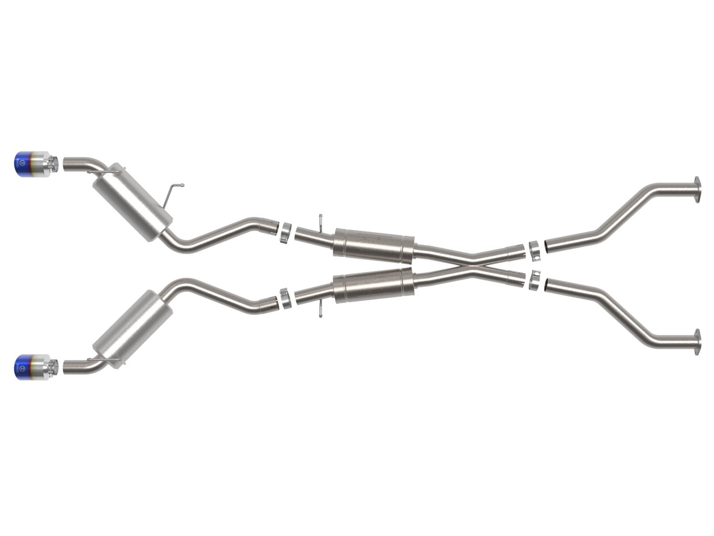 Takeda 2-1/2 Inch 304 Stainless Cat-Back Exhaust w/ Resonator and Blue Flame Tip Nissan 370Z 09-20 V6-3.7L aFe Power
