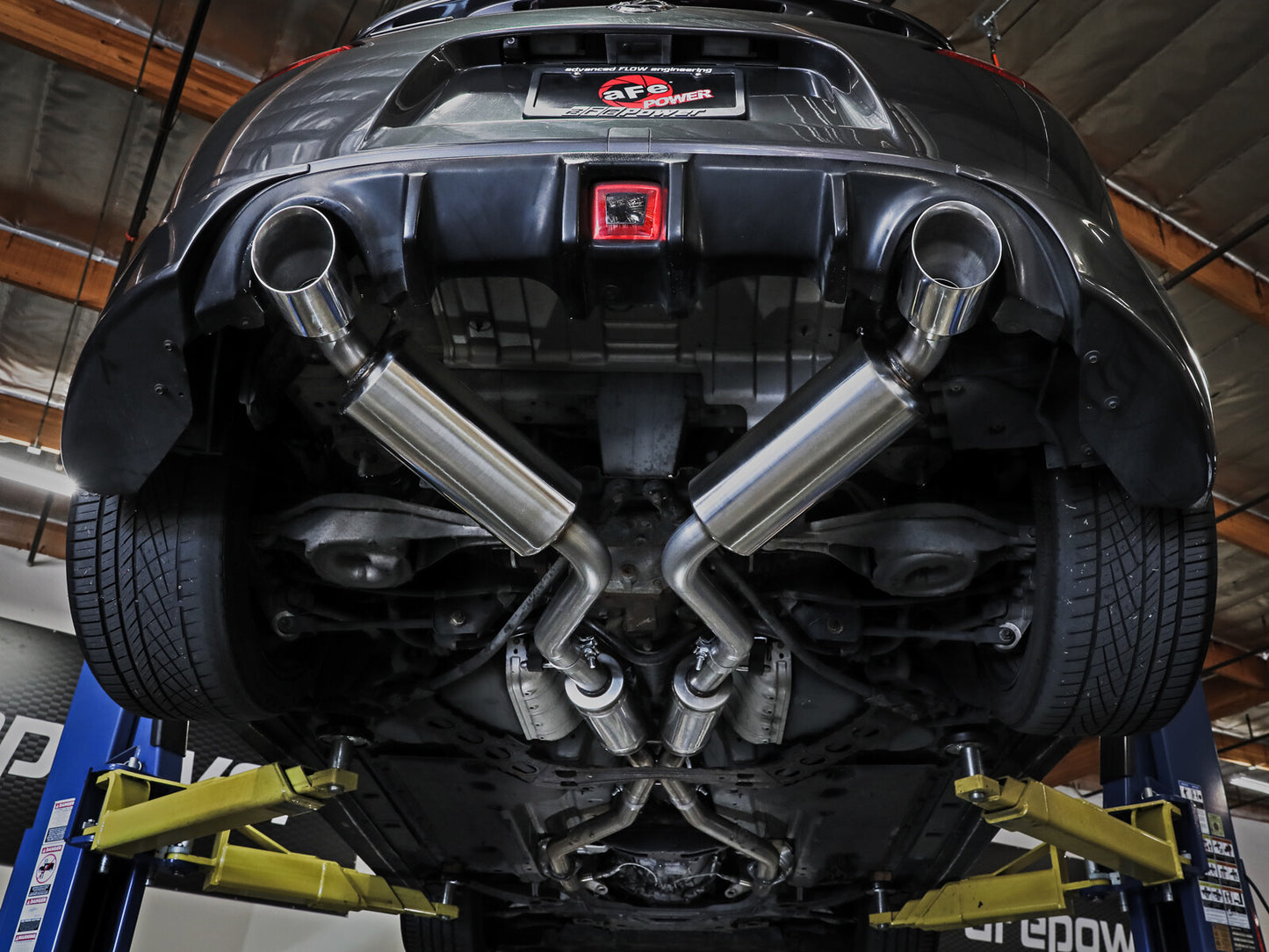 Takeda 2-1/2 Inch 304 Stainless Cat-Back Exhaust w/ Resonator and Blue Flame Tip Nissan 370Z 09-20 V6-3.7L aFe Power