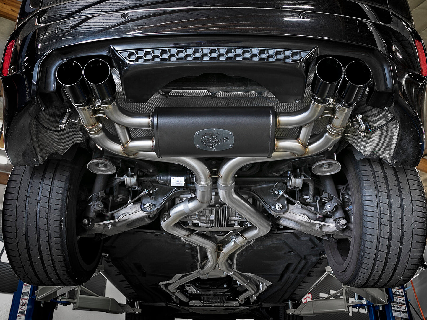 Mach Force-Xp 3-1/2 Inch 304 Stainless Steel Cat-Back Exhaust System w/ Black Tip BMW X5 M (F85) / X6 M (F86) 15-19 V8-4.4L (tt) S63 aFe Power