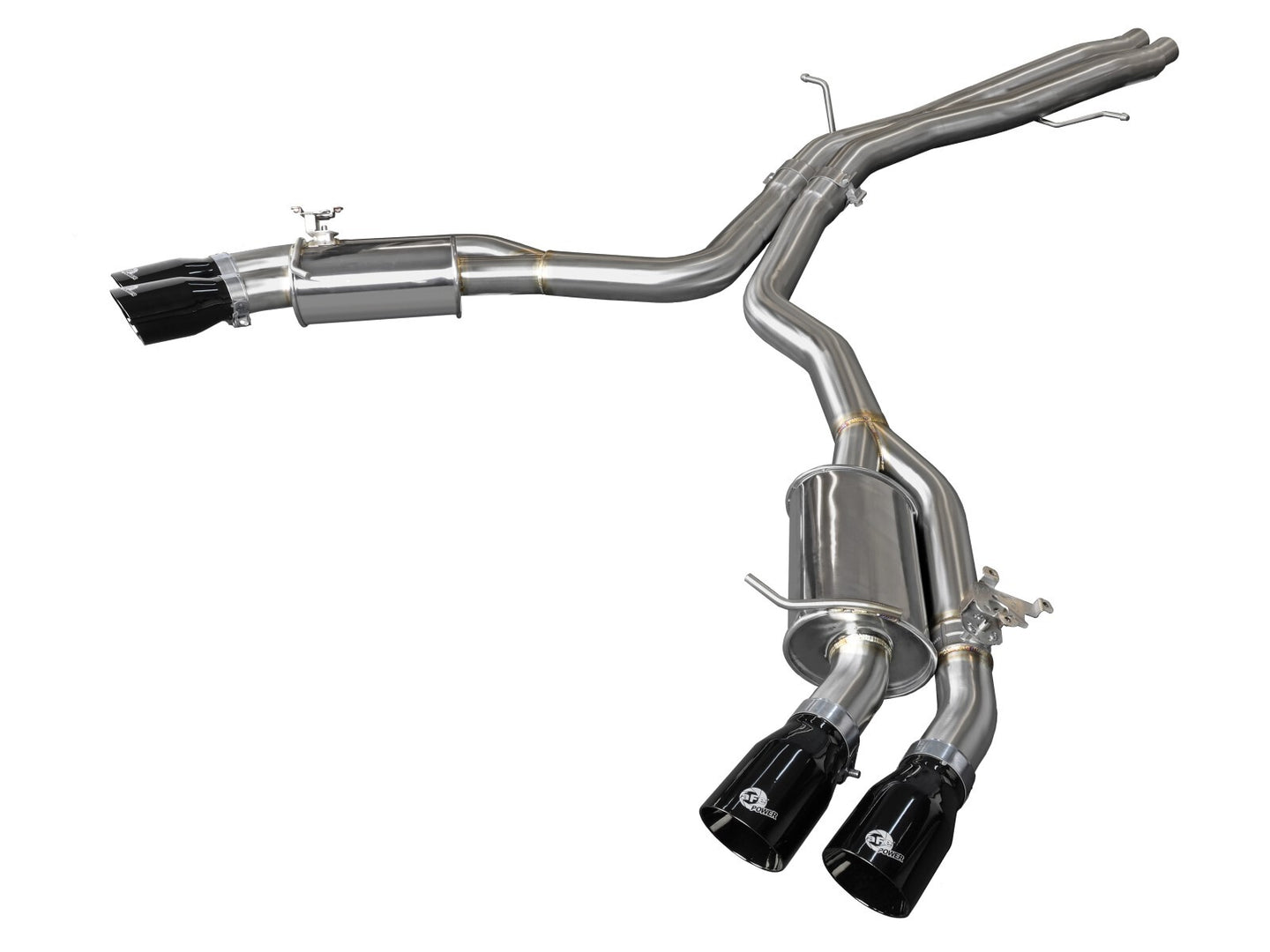 Mach Force-Xp 3 Inch to 2-1/2 Inch Stainless Steel Axle-Back Exhaust System Black Audi RS5 Coupe 18-20 V6-2.9L (tt) aFe Power