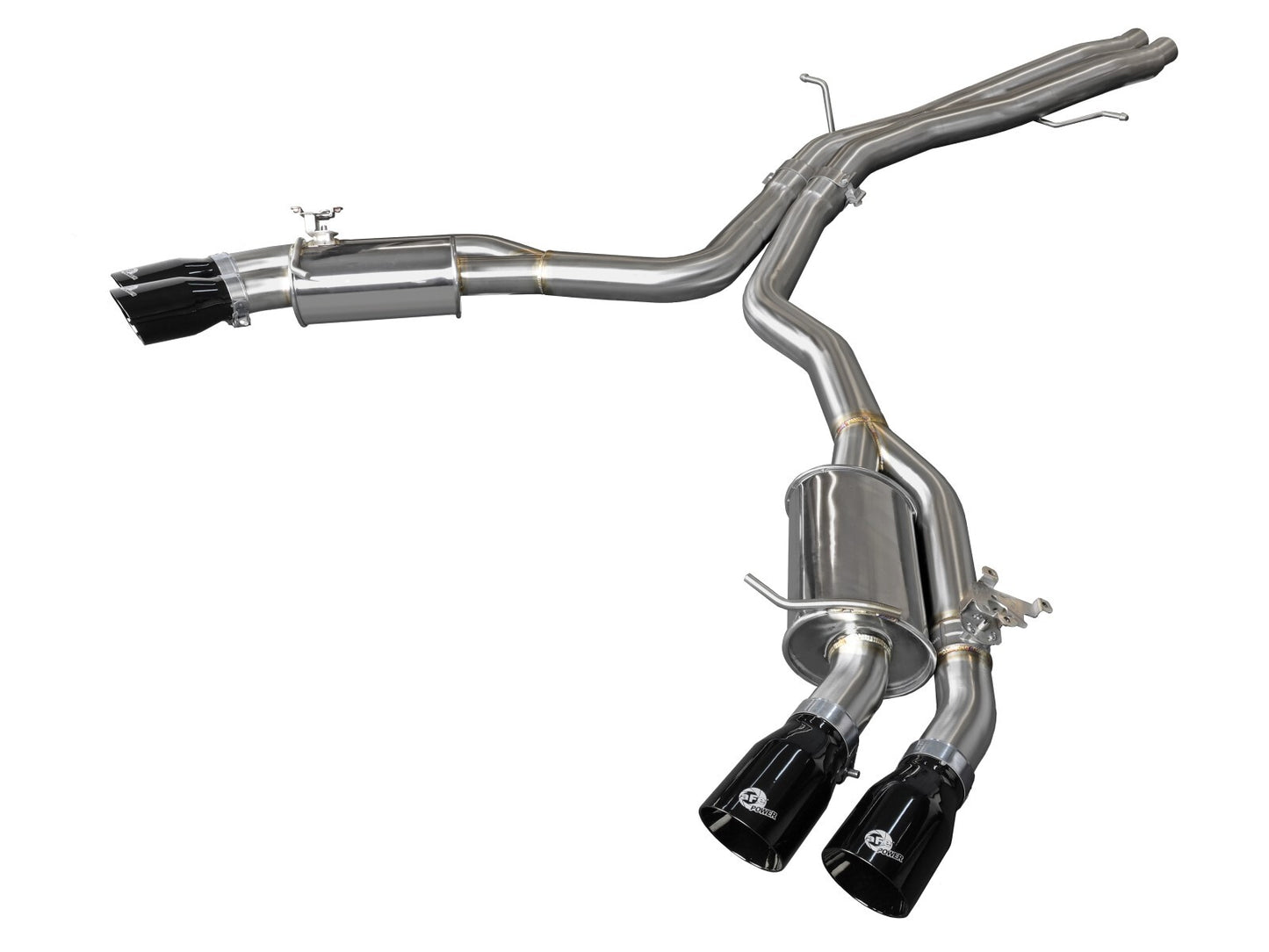 Mach Force-Xp 3 Inch to 2-1/2 Inch Stainless Steel Axle-Back Exhaust System Black Audi RS5 Coupe 18-20 V6-2.9L (tt) aFe Power
