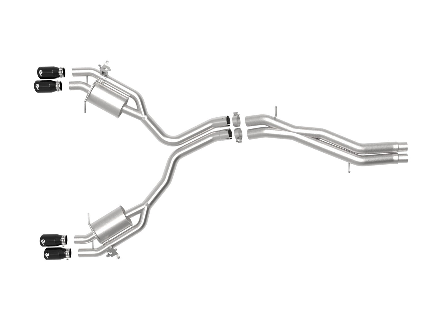 Mach Force-Xp 3 Inch to 2-1/2 Inch Stainless Steel Axle-Back Exhaust System Black Audi RS5 Coupe 18-20 V6-2.9L (tt) aFe Power