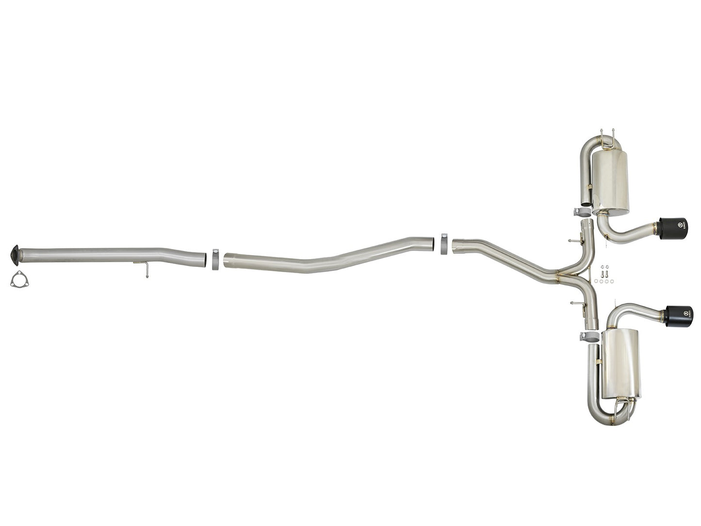Takeda 3 Inch 304 Stainless Steel Cat-Back Exhaust w/ Center Black Tips Honda Civic Si Coupe 17-20 L4-1.5L (t) aFe Power