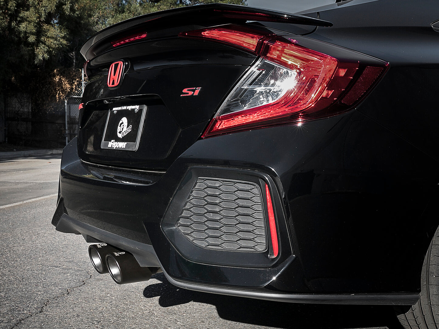 Takeda 3 Inch 304 Stainless Steel Cat-Back Exhaust w/ Center Black Tips Honda Civic Si Coupe 17-20 L4-1.5L (t) aFe Power