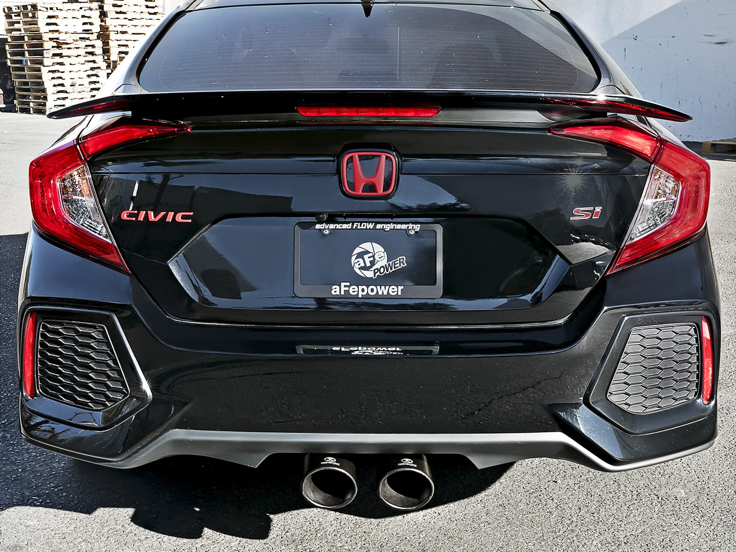 Takeda 3 Inch 304 Stainless Steel Cat-Back Exhaust w/ Center Black Tips Honda Civic Si Coupe 17-20 L4-1.5L (t) aFe Power