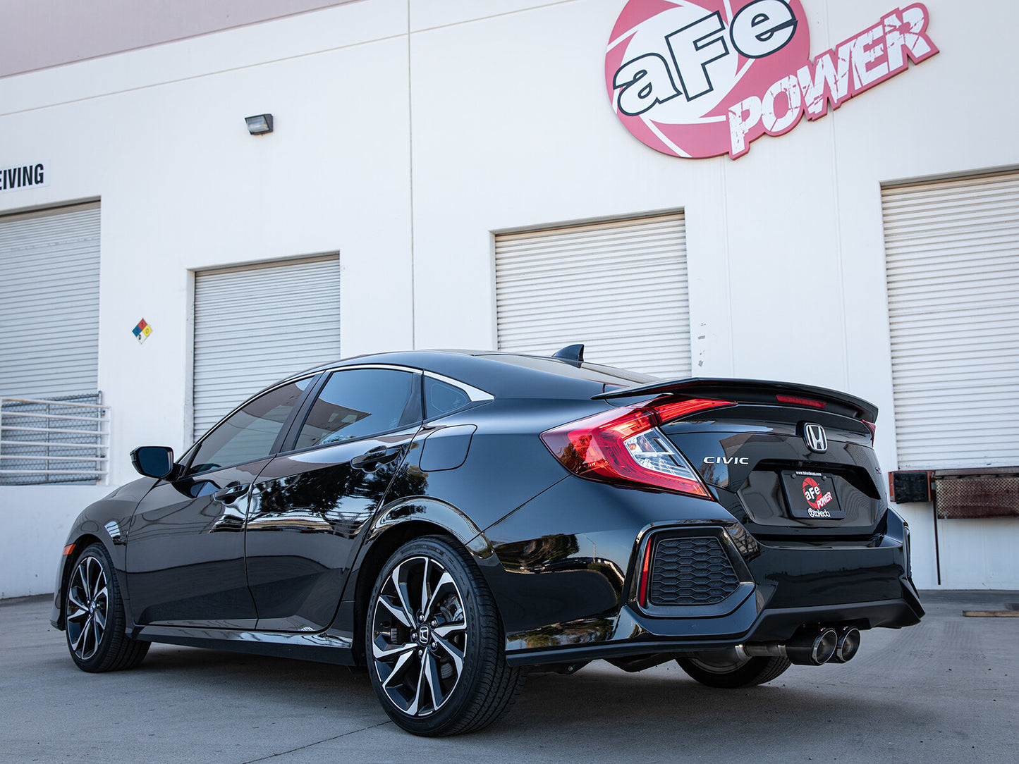 Takeda 2-1/2 Inch 304 Stainless Steel Cat-Back Exhaust System w/ Carbon Fiber Tips Honda Civic Si Sedan 17-20 L4-1.5L (t) aFe Power