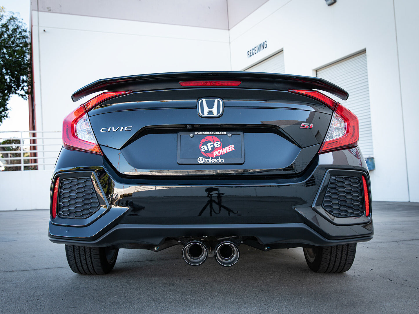 Takeda 2-1/2 Inch 304 Stainless Steel Cat-Back Exhaust System w/ Carbon Fiber Tips Honda Civic Si Sedan 17-20 L4-1.5L (t) aFe Power