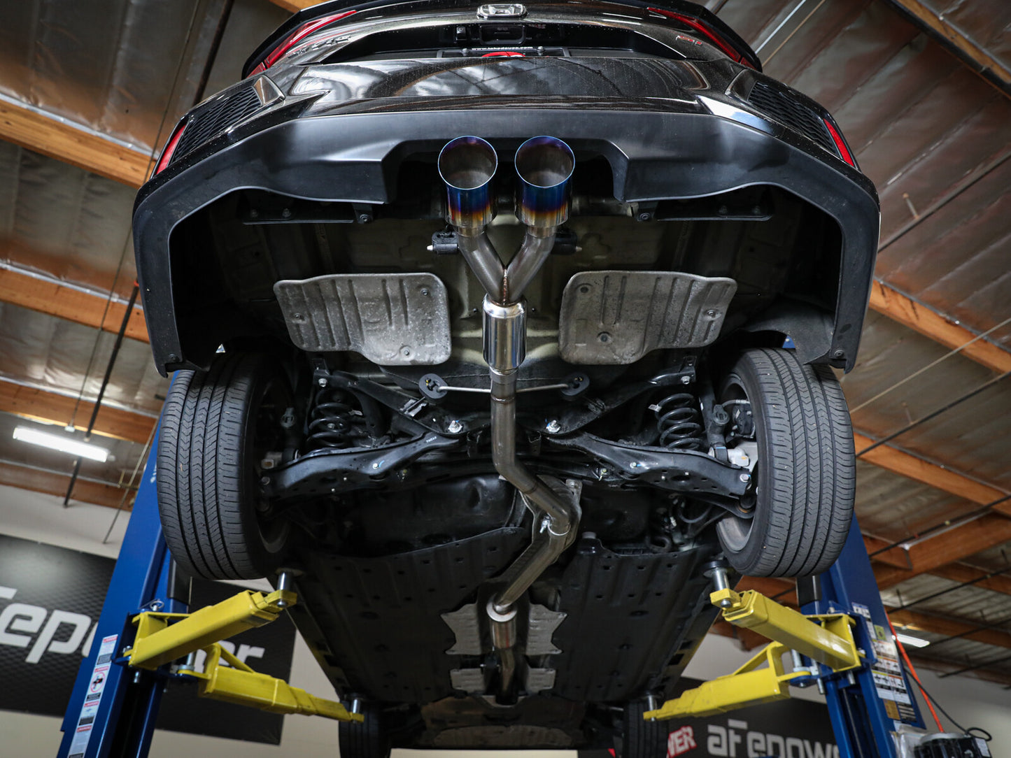 Takeda 2-1/2 Inch 304 Stainless Steel Cat-Back Exhaust System w/ Carbon Fiber Tips Honda Civic Si Sedan 17-20 L4-1.5L (t) aFe Power