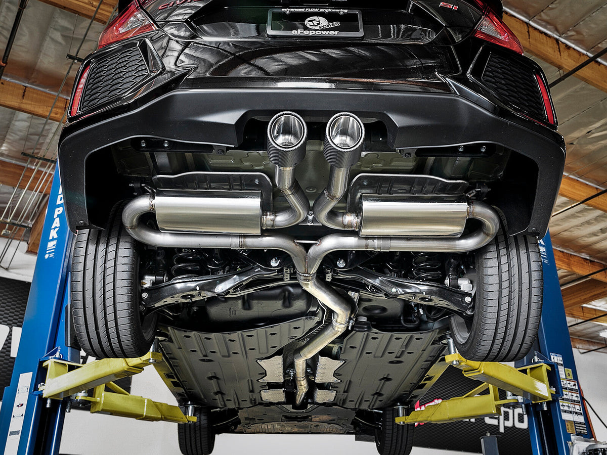 Takeda 3 Inch 304 Stainless Steel Cat-Back Exhaust System w/ Carbon Fiber Tips Honda Civic Si Sedan 17-20 L4-1.5L (t) aFe Power aFe Power