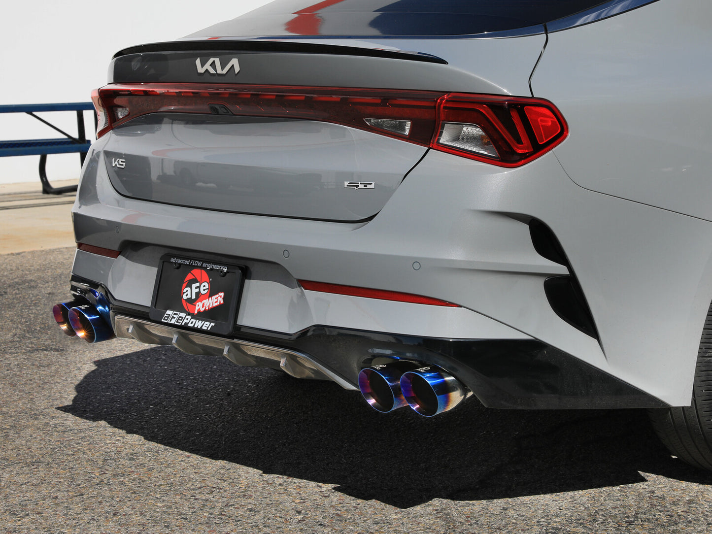 Takeda 3 Inch to 2-1/2 Inch 304 Stainless Steel Axle-Back Exhaust w/ Blue Flame Tip Kia K5 GT 21-24 L4-2.5L (t) aFe Power