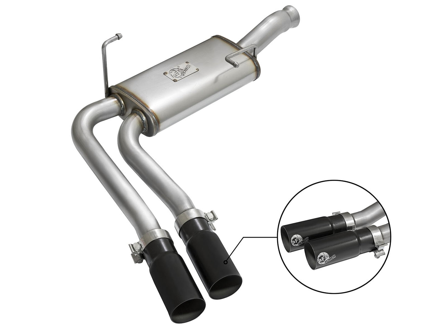 Rebel Series 3 Inch to 2-1/2 Inch 409 Stainless Steel Cat-Back Exhaust w/Black Tip Silverado/Sierra 1500 09-18 Reg Cab/Short Bed V6-4.3/V8-4.8/5.3L aFe Power