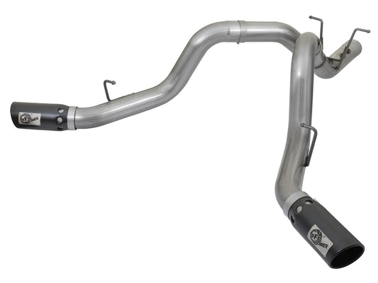 Large Bore-HD 4 Inch 409 Stainless Steel Dpf-Back Exhaust System w/Dual Black Tips GM Diesel Trucks 17-19 V8-6.6L (td) L5P aFe Power aFe Power