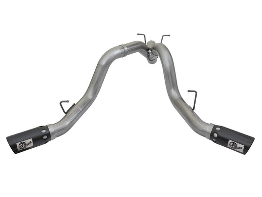 Large Bore-HD 4 Inch 409 Stainless Steel Dpf-Back Exhaust System w/Dual Black Tips GM Diesel Trucks 17-19 V8-6.6L (td) L5P aFe Power