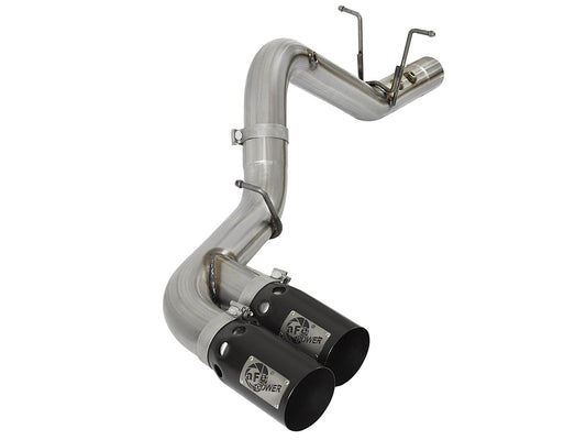 Rebel Xd Series 4 Inch 409 Stainless Steel Dpf-Back Exhaust w/Dual Black Tips GM Diesel Trucks 17-19 V8-6.6L (td) L5P aFe Power aFe Power