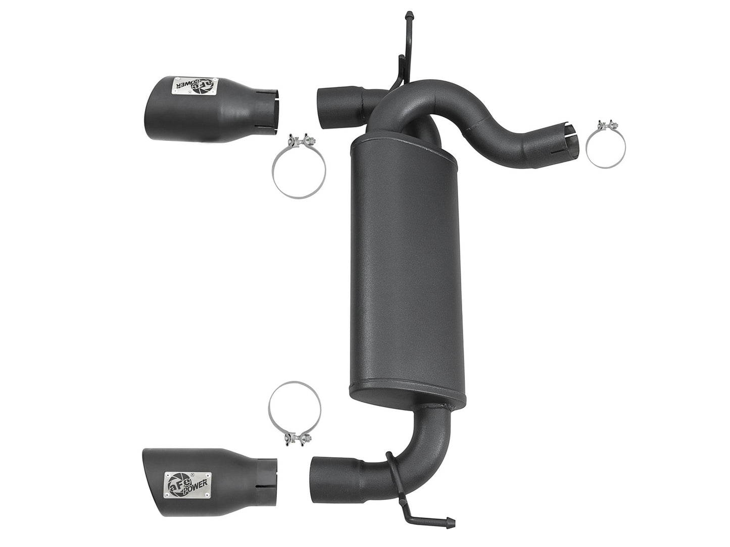 Rebel Series 2-1/2 Inch 409 Stainless Steel Axle-Back Exhaust System w/ Black Tips Jeep Wrangler (JK) 07-18 V6-3.6L/3.8L aFe Power