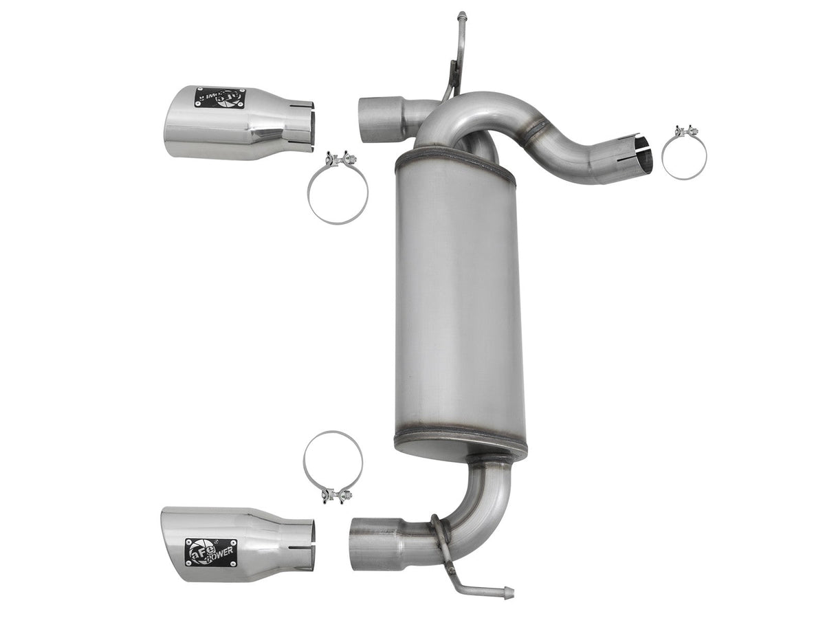 Rebel Series 2-1/2 Inch 409 Stainless Steel Axle-Back Exhaust w/ Polished Tips Jeep Wrangler (JK) 07-18 V6-3.6L/3.8L aFe Power aFe Power
