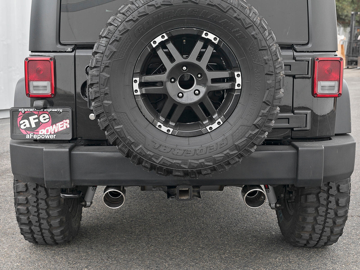 Rebel Series 2-1/2 Inch 409 Stainless Steel Axle-Back Exhaust w/ Polished Tips Jeep Wrangler (JK) 07-18 V6-3.6L/3.8L aFe Power aFe Power