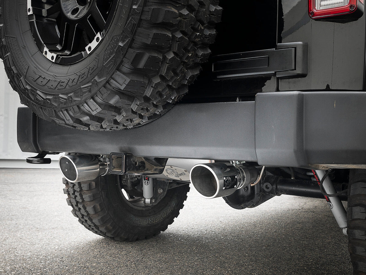 Rebel Series 2-1/2 Inch 409 Stainless Steel Axle-Back Exhaust w/ Polished Tips Jeep Wrangler (JK) 07-18 V6-3.6L/3.8L aFe Power aFe Power