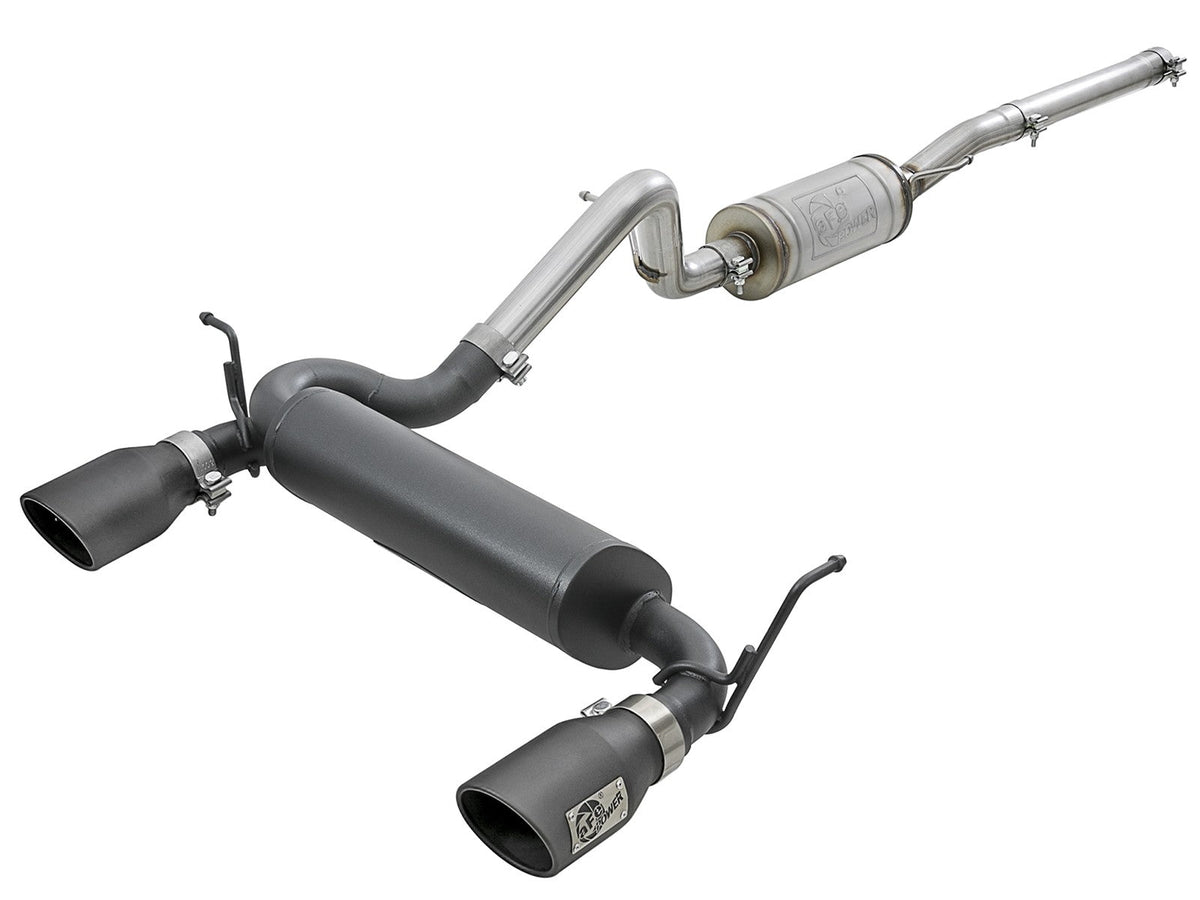 Rebel Series 2-1/2 Inch 409 Stainless Steel Cat-Back Exhaust System w/ Black Tips Jeep Wrangler (JK) 07-18 V6-3.6L/3.8L aFe Power aFe Power