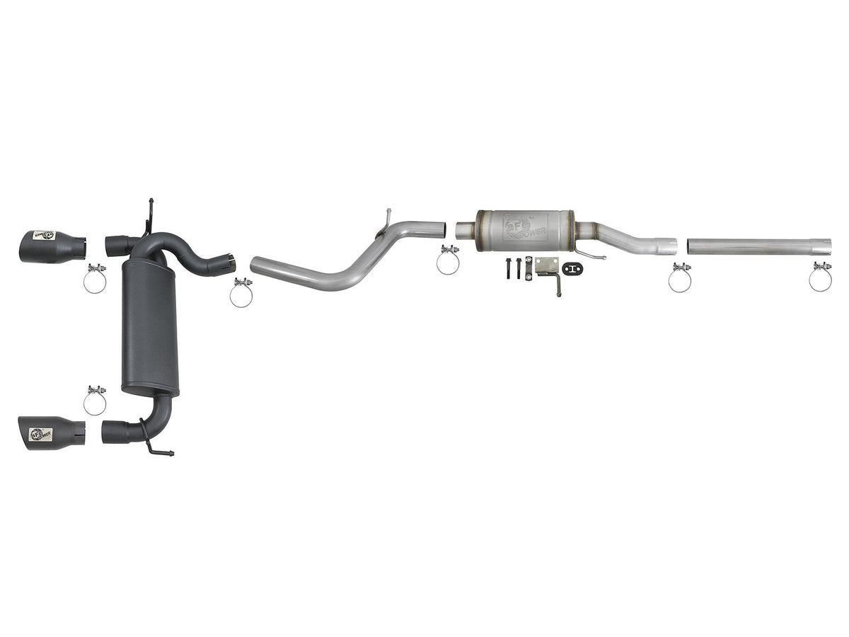Rebel Series 2-1/2 Inch 409 Stainless Steel Cat-Back Exhaust System w/ Black Tips Jeep Wrangler (JK) 07-18 V6-3.6L/3.8L aFe Power aFe Power
