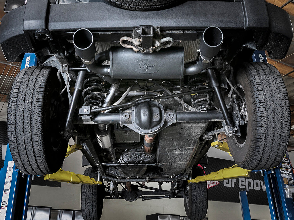 Rebel Series 2-1/2 Inch 409 Stainless Steel Cat-Back Exhaust System w/ Black Tips Jeep Wrangler (JK) 07-18 V6-3.6L/3.8L aFe Power aFe Power