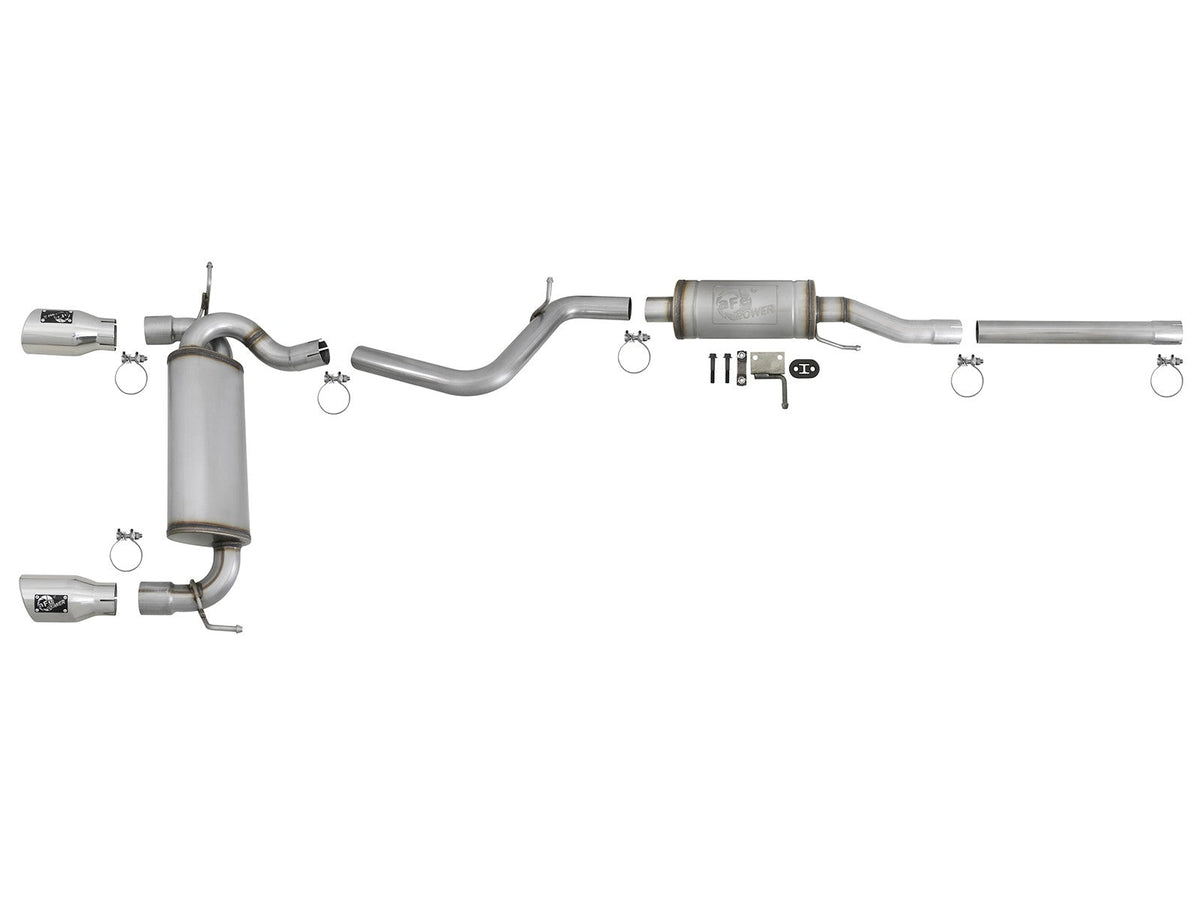 Rebel Series 2-1/2 Inch 409 Stainless Steel Cat-Back Exhaust w/ Polished Tips Jeep Wrangler (JK) 07-18 V6-3.6L/3.8L aFe Power aFe Power
