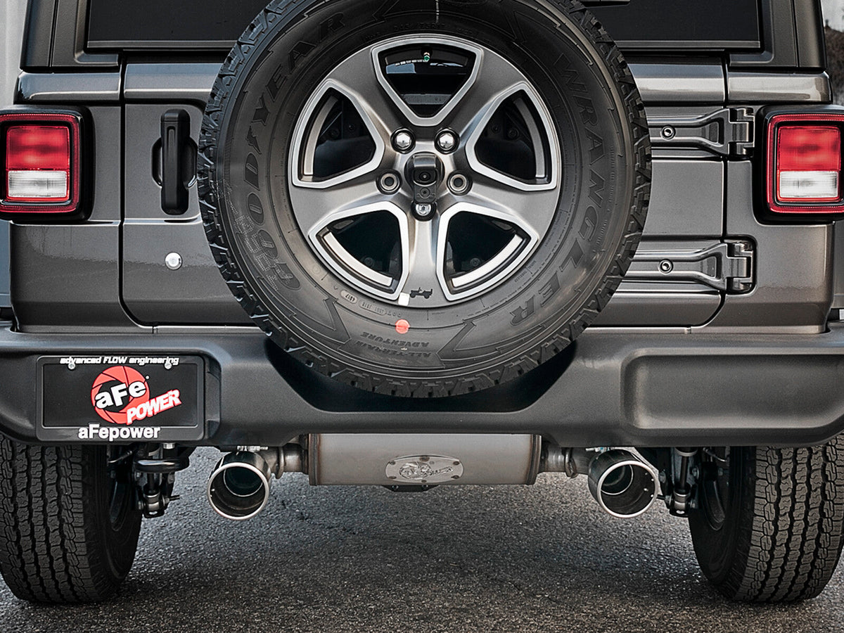 Rebel Series 2-1/2 Inch 409 Stainless Steel Cat-Back Exhaust w/ Polished Tips Jeep Wrangler (Jl) 18-26 V6-3.6L aFe Power aFe Power