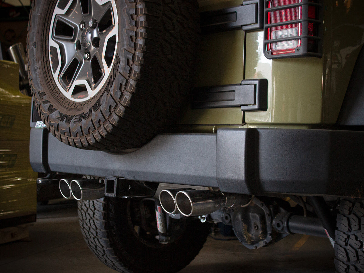 Rebel Series 2-1/2 Inch 409 Stainless Steel Axle-Back Exhaust System Polished Jeep Wrangler (JK) 07-18 V6-3.6/3.8L aFe Power aFe Power