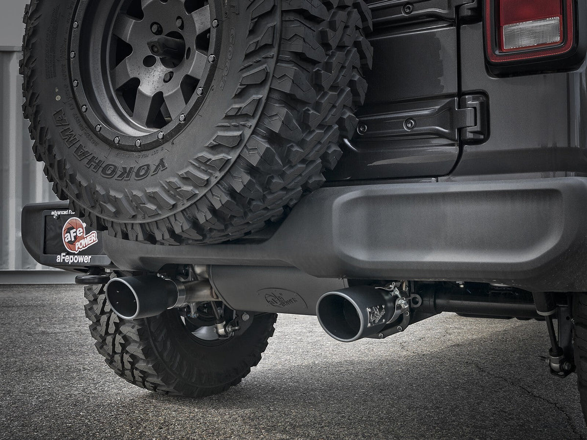 Rebel Series 3 Inch to 2-1/2 Inch 409 Stainless Steel Cat-Back Exhaust w/ Black Tip Jeep Wrangler (Jl) 18-26 L4-2.0L (t) aFe Power aFe Power