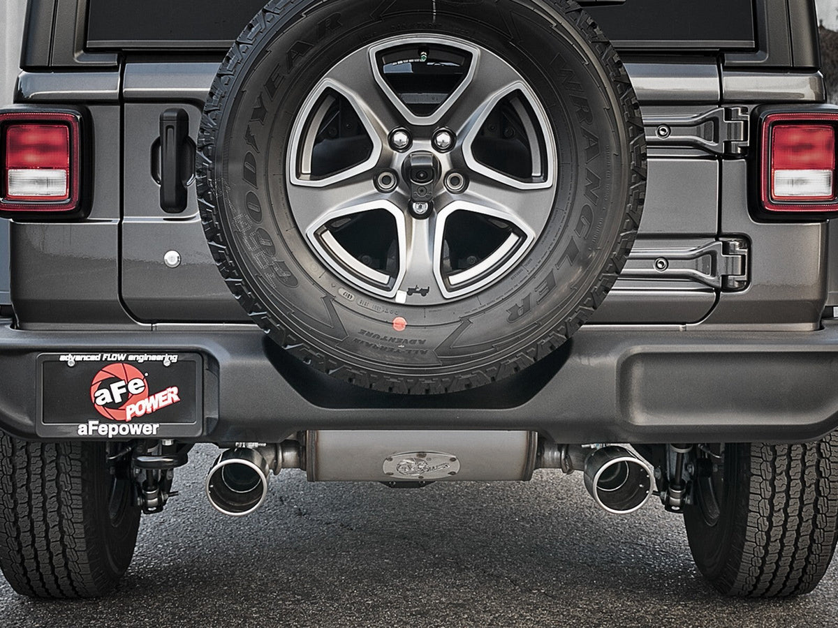 Rebel Series 3 Inch to 2-1/2 Inch 409 Stainless Steel Cat-Back Exhaust w/ Polish Tip Jeep Wrangler (Jl) 18-26 L4-2.0L (t) aFe Power aFe Power