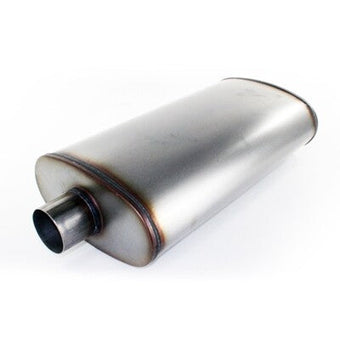 compare product Mach Force-Xp 409 Stainless Steel Muffler (3 Inch ID Center/Center x 5 Inch Dia. x 11 Inch L - Round Body) aFe Power