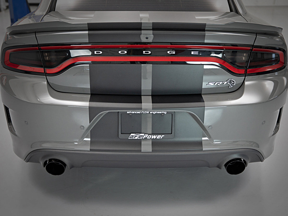 Mach Force-Xp 4-1/2 Inch Carbon Fiber OE Replacement Exhaust Tips Dodge Charger/Hellcat 15-22 V8-6.2L/6.4L Powdercoat Finish aFe Power aFe Power