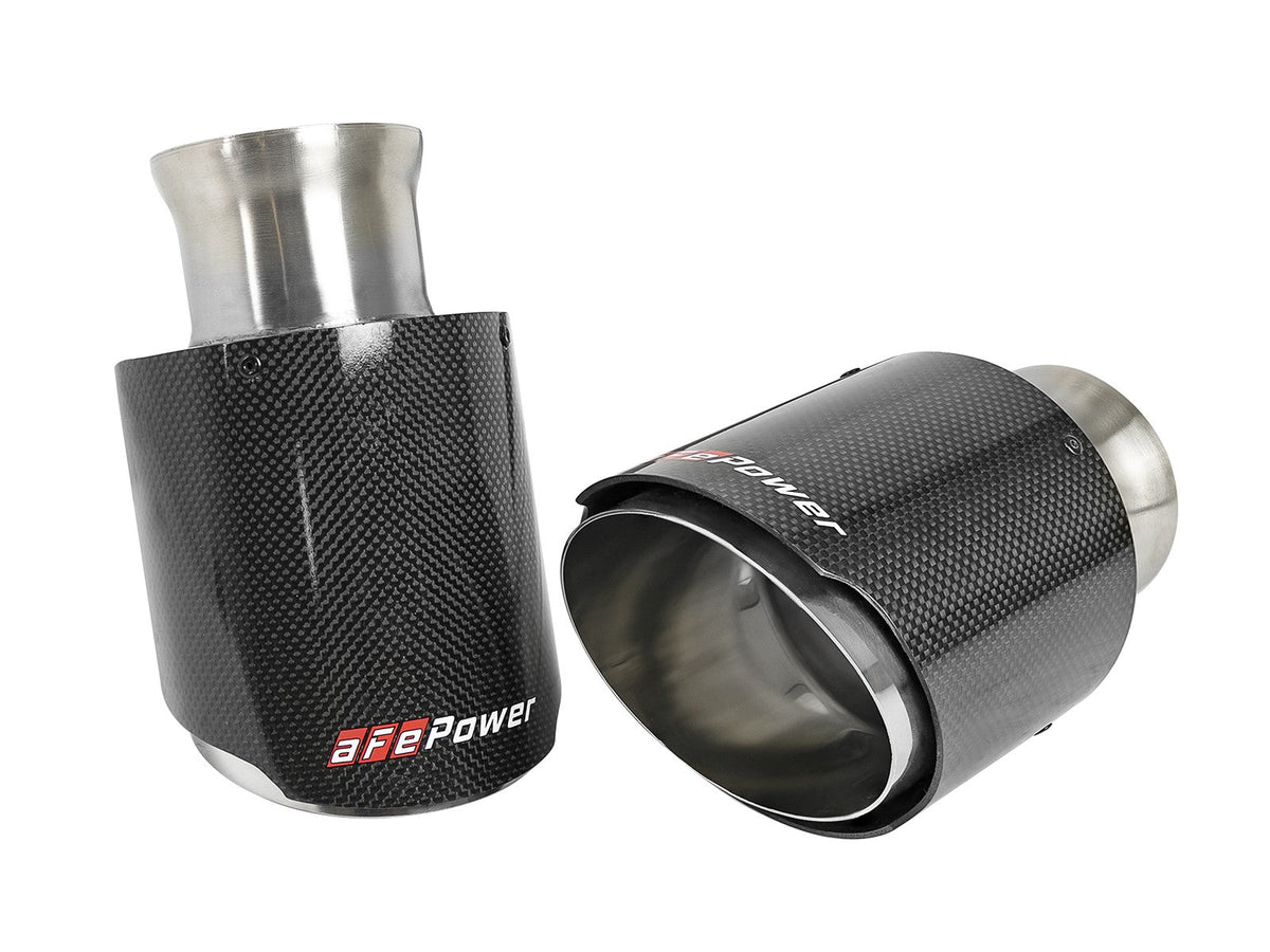 Mach Force-Xp 4-1/2 Inch Carbon Fiber OE Replacement Exhaust Tips Dodge Charger/Hellcat 15-22 V8-6.2L/6.4L Natural Finish aFe Power aFe Power