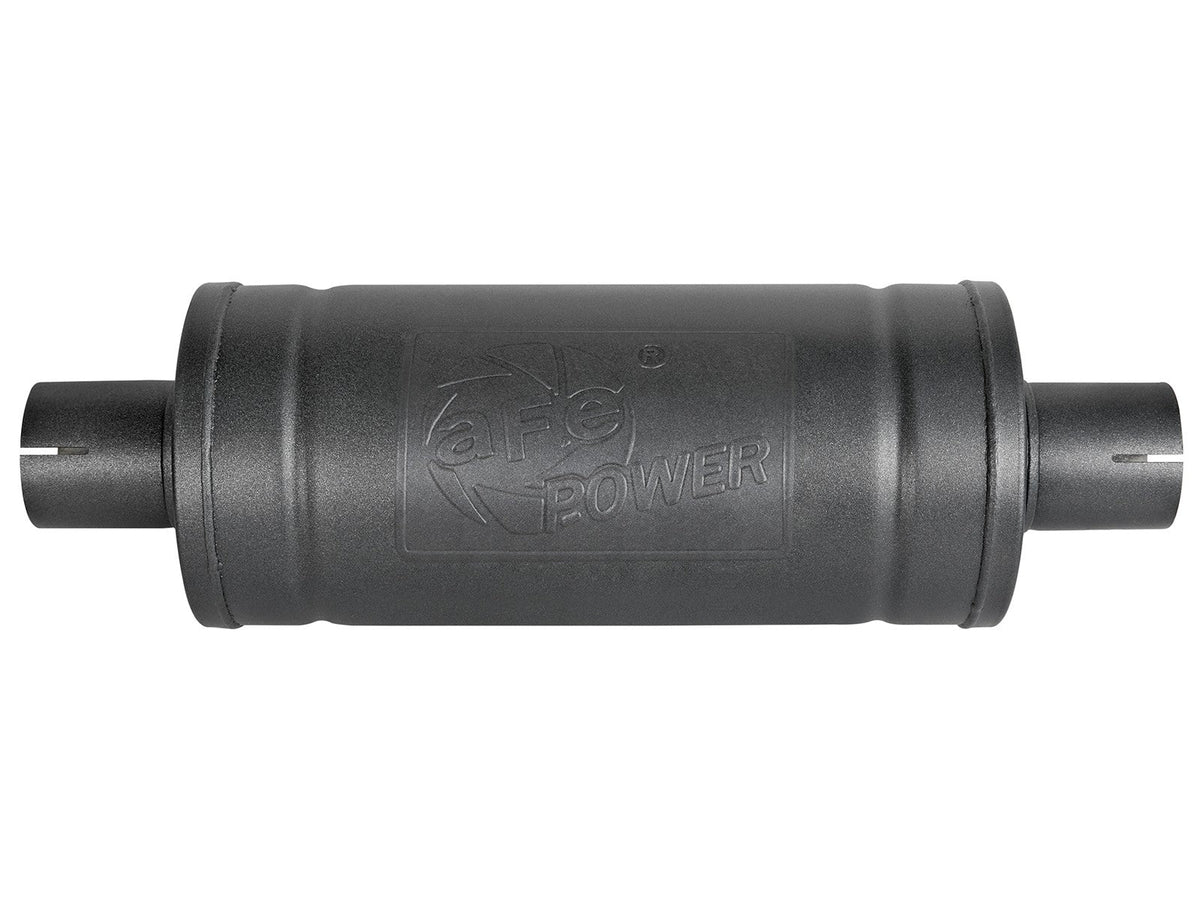 Mach Force-Xp 409 Stainless Steel Muffler w/ High-Temp Metallic Black finish 2-1/2 Inch ID Inlet & Outlet Center/Center 14 Inch L x 6 Inch Dia. aFe Power aFe Power